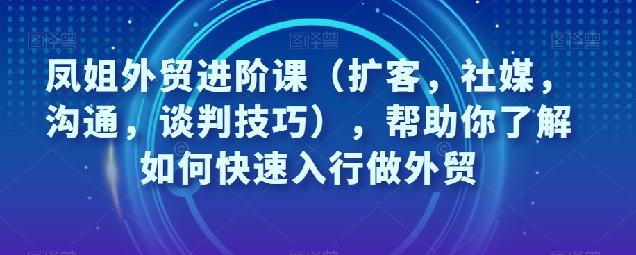凤姐外贸进阶课（扩客，社媒，沟通，谈判技巧），帮助你了解如何快速入行做外贸-葛仙仙资源库