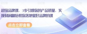 超级品牌课,3步引爆你的产品销量,实现利润翻倍教你落地做好品牌的课-葛仙仙资源库