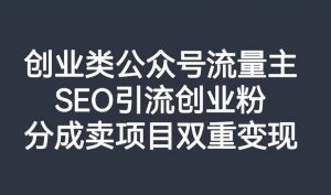 创业类公众号流量主,SEO引流创业粉,分成卖项目双重变现【揭秘】-葛仙仙资源库