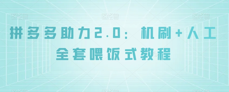 拼多多助力2.0：机刷+人工全套喂饭式教程【揭秘】-葛仙仙资源库