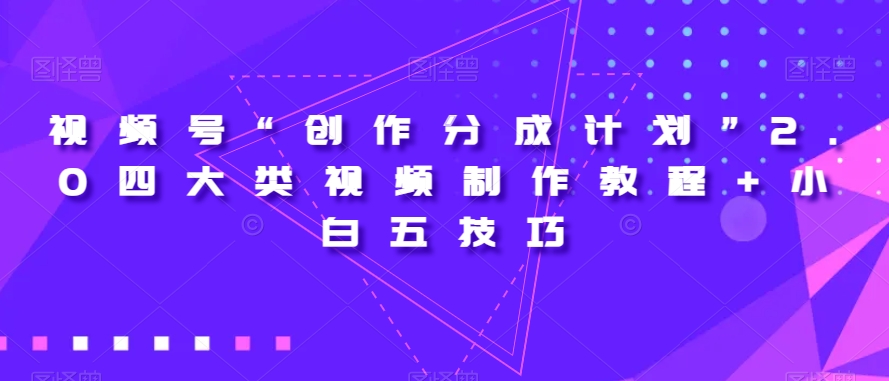 视频号“创作分成计划”2.0四大类视频制作教程+小白五技巧【揭秘】-葛仙仙资源库