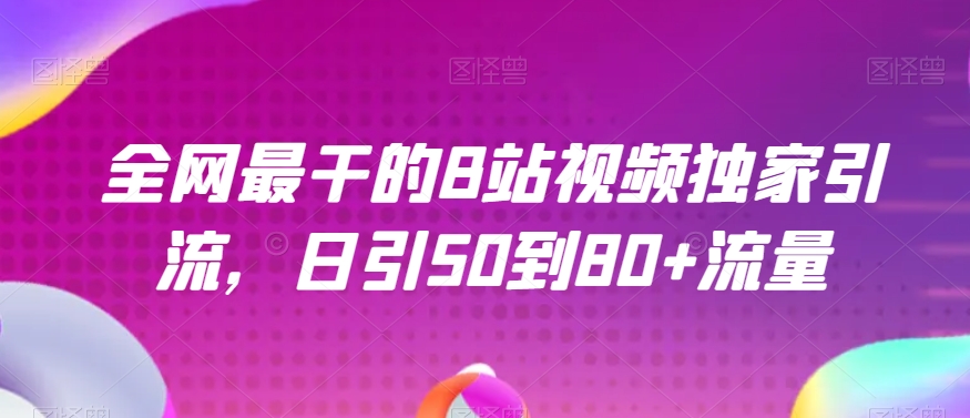 全网最干的B站视频独家引流，日引50到80+流量【揭秘】-葛仙仙资源库