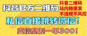 价值3000的技术!抖音二维码直跳微信!站内无限发不违规!-葛仙仙资源库