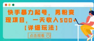 快手暴力起号,男粉变现项目,一天收入500+【详细玩法】【揭秘】-葛仙仙资源库