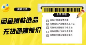 闲鱼无货源赚差价进阶玩法,爆款选品,资源寻找,引流变现全套教程(11节课)【揭秘】-葛仙仙资源库