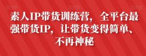 素人IP带货训练营,全平台最强带货IP,让带货变得简单、不再神秘-葛仙仙资源库