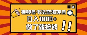视频号书法蓝海项目，玩法简单，日入1000+【揭秘】-葛仙仙资源库