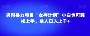 男粉暴力项目“女神计划”小白也可轻松上手，单人日入上千+【揭秘】-葛仙仙资源库