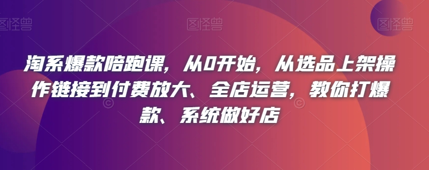 淘系爆款陪跑课，从0开始，从选品上架操作链接到付费放大、全店运营，教你打爆款、系统做好店-葛仙仙资源库