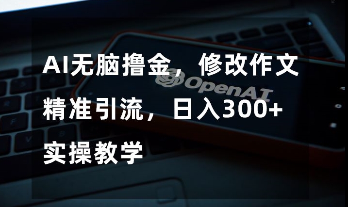 AI无脑撸金，修改作文精准引流，日入300+，实操教学【揭秘】-葛仙仙资源库