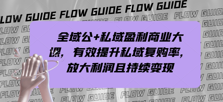全域公+私域盈利商业大课，有效提升私域复购率，放大利润且持续变现-葛仙仙资源库