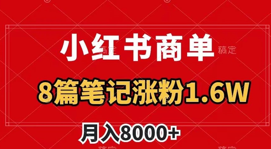 小红书商单最新玩法，8篇笔记涨粉1.6w，作品制作简单，月入8000+【揭秘】-葛仙仙资源库