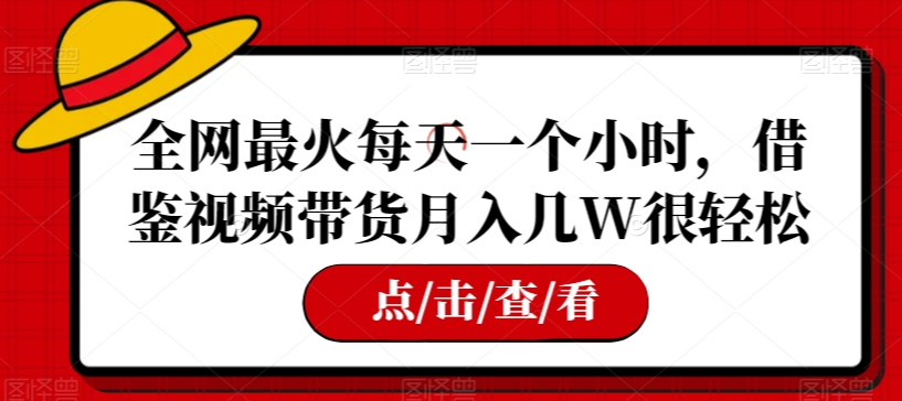 全网最火每天一个小时，借鉴视频带货月入几W很轻松【揭秘】-葛仙仙资源库