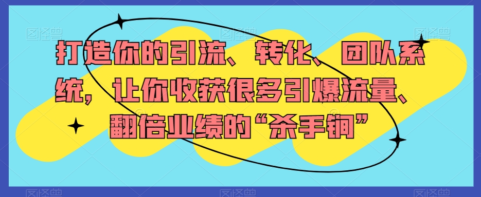 打造你的引流、转化、团队系统，让你收获很多引爆流量、翻倍业绩的“杀手锏”-葛仙仙资源库