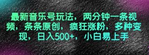 最新音乐号玩法,两分钟一条视频,条条原创,疯狂涨粉,多种变现,日入500+,小白易上手【揭秘】-葛仙仙资源库