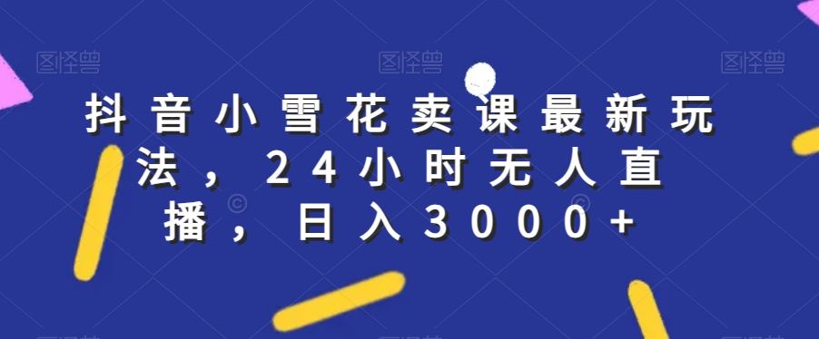 抖音小雪花卖课最新玩法，24小时无人直播，日入3000+【揭秘】-葛仙仙资源库
