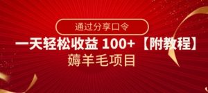 薅羊毛项目，靠分享口令，一天轻松收益100+【附教程】【揭秘】-葛仙仙资源库