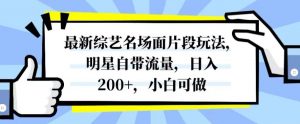 最新综艺名场面片段玩法，明星自带流量，日入200+，小白可做【揭秘】-葛仙仙资源库