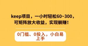 Keep蓝海项目,一小时轻松60~300+,可矩阵放大收益,可实现躺赚【揭秘】-葛仙仙资源库