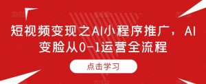 短视频变现之AI小程序推广,AI变脸从0-1运营全流程-葛仙仙资源库