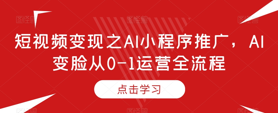 短视频变现之AI小程序推广，AI变脸从0-1运营全流程-葛仙仙资源库