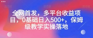 全网首发，多平台收益项目，0基础日入500+，保姆级教学实操落地【揭秘】-葛仙仙资源库