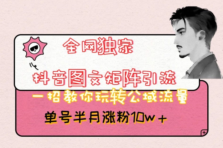 全网独家抖音图文矩阵引流，一招教你玩转公域流量，单号半月涨粉10w+【揭秘】-葛仙仙资源库