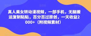 真人美女转动漫视频,一部手机,无脑搬运复制粘贴,百分百过原创,一天收益2000+(附视频素材)【揭秘】-葛仙仙资源库