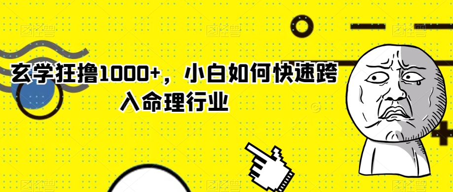 玄学狂撸1000+，小白如何快速跨入命理行业【揭秘】-葛仙仙资源库