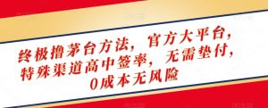终极撸茅台方法，官方大平台，特殊渠道高中签率，无需垫付，0成本无风险【揭秘】-葛仙仙资源库