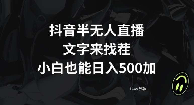 抖音半无人直播，文字来找茬小游戏，每天收益500+【揭秘】-葛仙仙资源库
