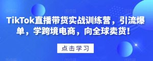 TikTok直播带货实战训练营,引流爆单,学跨境电商,向全球卖货!-葛仙仙资源库