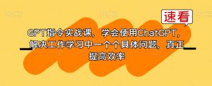 GPT指令实战课,学会使用ChatGPT,解决工作学习中一个个具体问题,真正提高效率-葛仙仙资源库