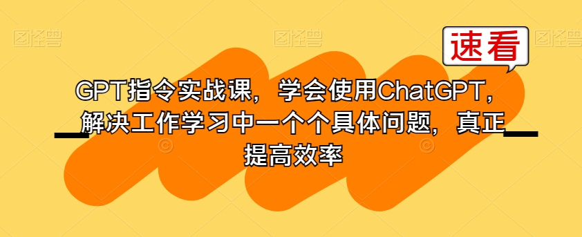 GPT指令实战课，学会使用ChatGPT，解决工作学习中一个个具体问题，真正提高效率-葛仙仙资源库
