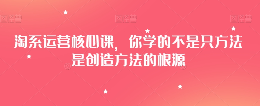淘系运营核心课，你学的不是只方法是创造方法的根源-葛仙仙资源库