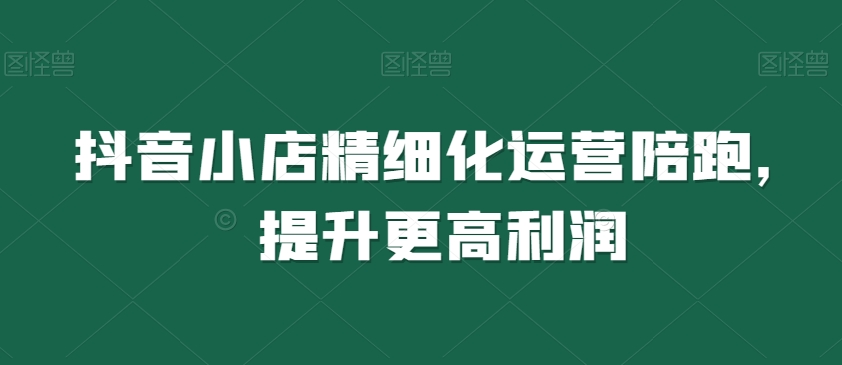 抖音小店精细化运营陪跑，提升更高利润-葛仙仙资源库