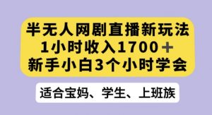 半无人网剧直播新玩法，1小时收入1700+，新手小白3小时学会【揭秘】-葛仙仙资源库