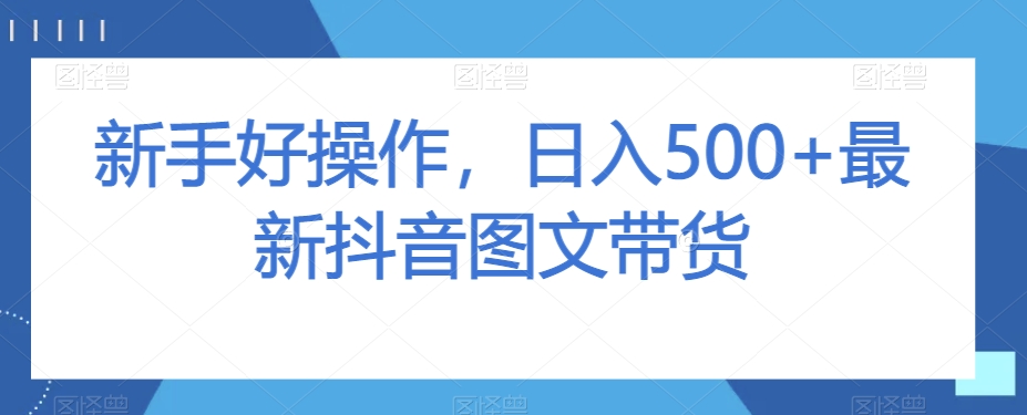 新手好操作，日入500+最新抖音图文带货【揭秘】-葛仙仙资源库