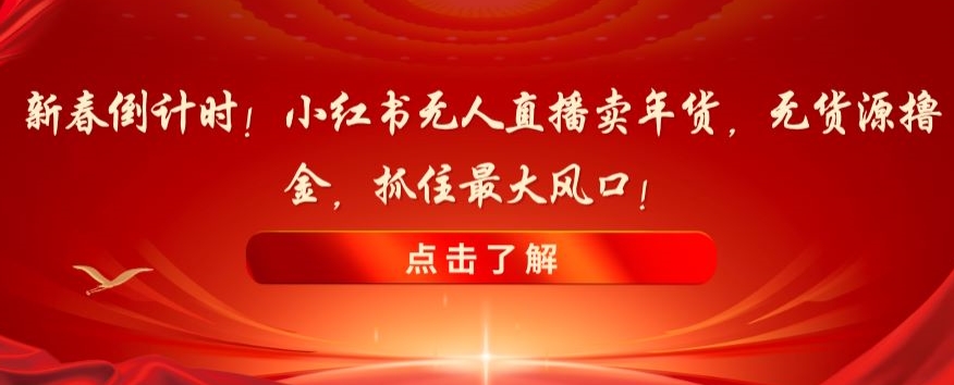 新春倒计时！小红书无人直播卖年货，无货源撸金，抓住最大风口【揭秘】-葛仙仙资源库
