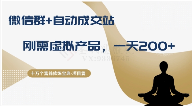 十万个富翁修炼宝典之8.微信群+自动成交站，刚需虚拟产品，一天200+-葛仙仙资源库