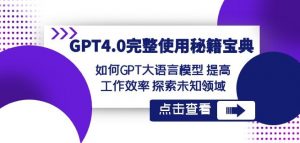 GPT4.0完整使用-秘籍宝典:如何GPT大语言模型提高工作效率探索未知领域-葛仙仙资源库