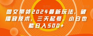 图文带货2024最新玩法，破播放技术，三天起号，小白也能日入500+【揭秘】-葛仙仙资源库
