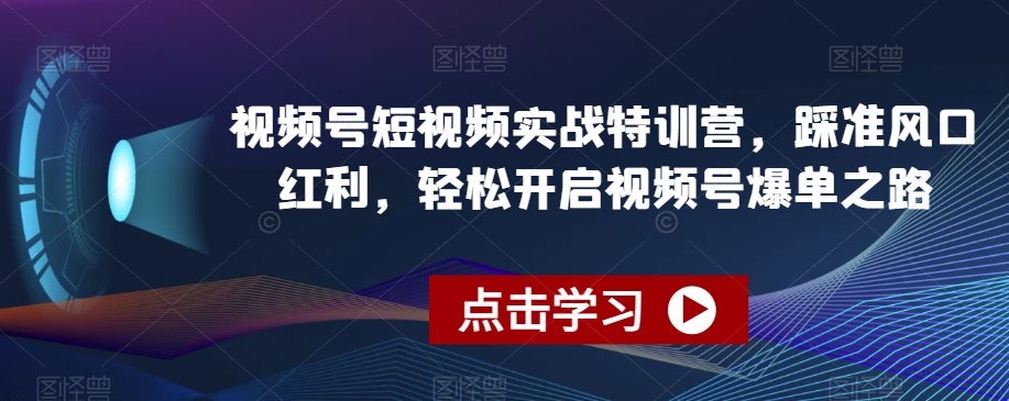 视频号短视频实战特训营，踩准风口红利，轻松开启视频号爆单之路-葛仙仙资源库