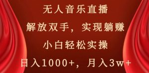 无人音乐直播，解放双手，实现躺赚，小白轻松实操，日入1000+，月入3w+【揭秘】-葛仙仙资源库