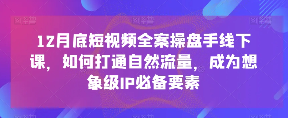 12月底短视频全案操盘手线下课，如何打通自然流量，成为想象级IP必备要素-葛仙仙资源库