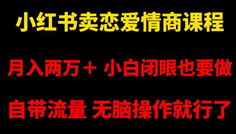 小红书卖恋爱情商课程，月入两万＋，小白闭眼也要做，自带流量，无脑操作就行了【揭秘】-葛仙仙资源库