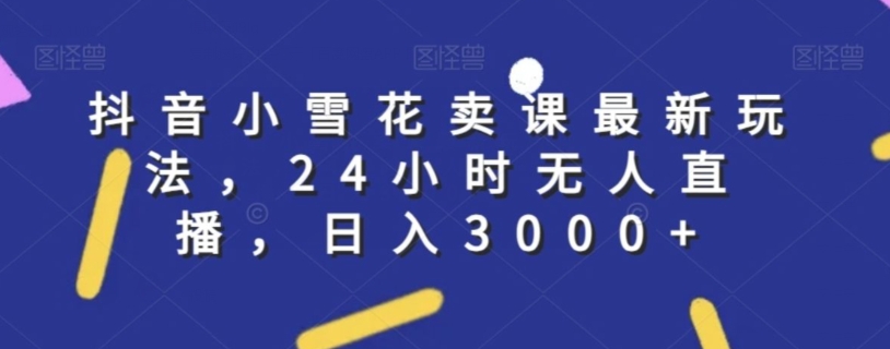 抖音小雪花卖课最新玩法，24小时无人直播，日入3000+【揭秘】-葛仙仙资源库