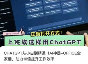 CHATGPT从小白到精通,AI神器+OFFICE全家桶,助力10倍提升工作效率-葛仙仙资源库