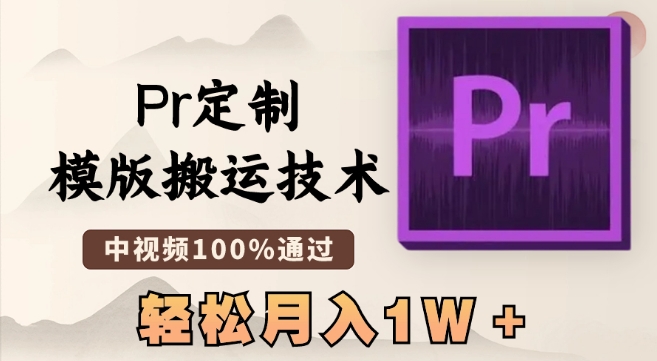 最新Pr定制模版搬运技术，中视频100%通过，几分钟一条视频，轻松月入1W＋【揭秘】-葛仙仙资源库