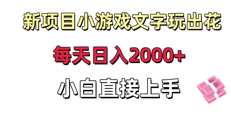 新项目小游戏文字玩出花日入2000+，每天只需一小时，小白直接上手【揭秘】-葛仙仙资源库
